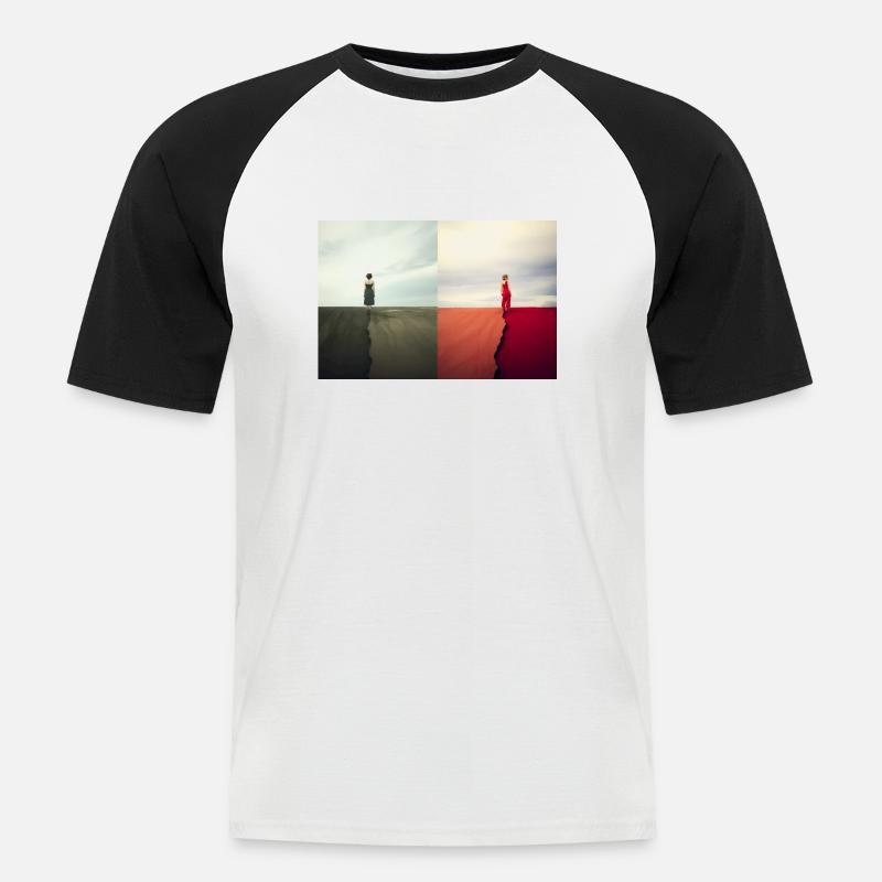 Split Worlds - Männer Baseball-T-Shirt - Weiß/Schwarz