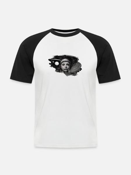 Woman in the Sky - Männer Baseball-T-Shirt - Weiß/Schwarz