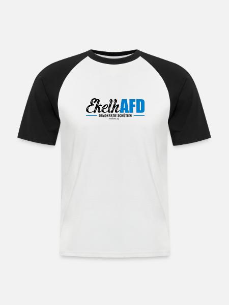 Mimikama EkelhAFD - Männer Baseball-T-Shirt - Weiß/Schwarz