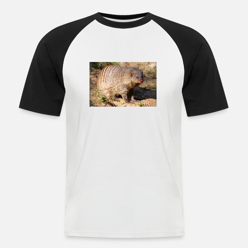 Gebänderte Manguste oder Zebramanguste Zebramanguste - Männer Baseball-T-Shirt - Weiß/Schwarz