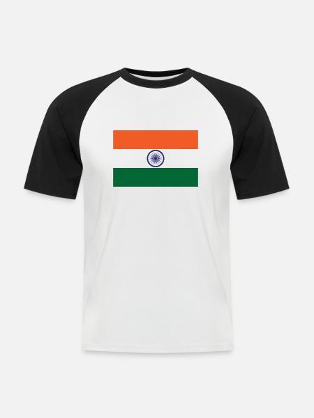 Inde - T-shirt baseball manches courtes Homme - blanc/noir