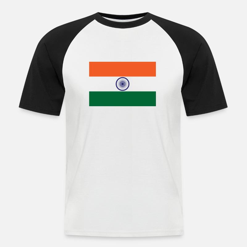 Indien - Männer Baseball-T-Shirt - Weiß/Schwarz