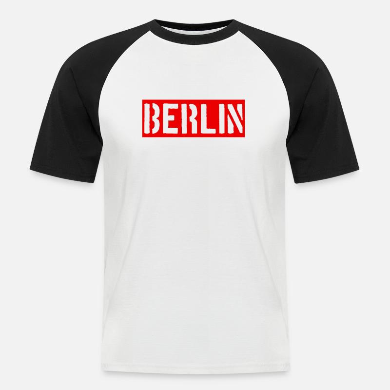 Berlin - Deutschland - Germany - Alexanderplatz - Männer Baseball-T-Shirt - Weiß/Schwarz