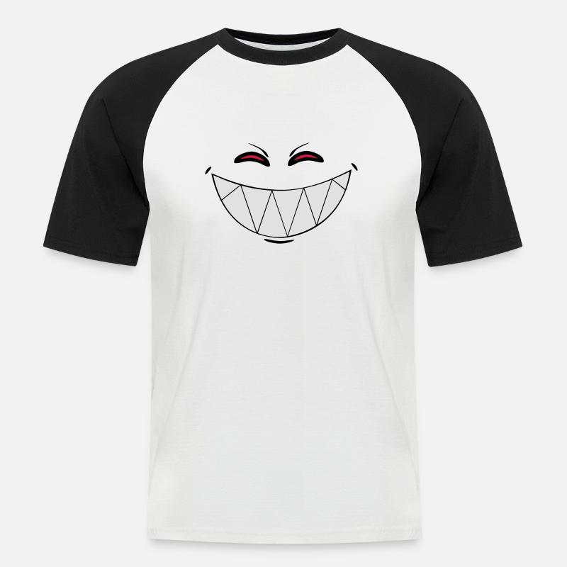 Lächeln Dämon - Männer Baseball-T-Shirt - Weiß/Schwarz
