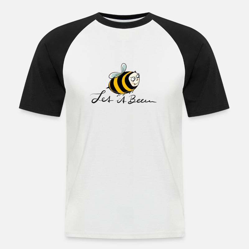 Let it Beeee - Männer Baseball-T-Shirt - Weiß/Schwarz