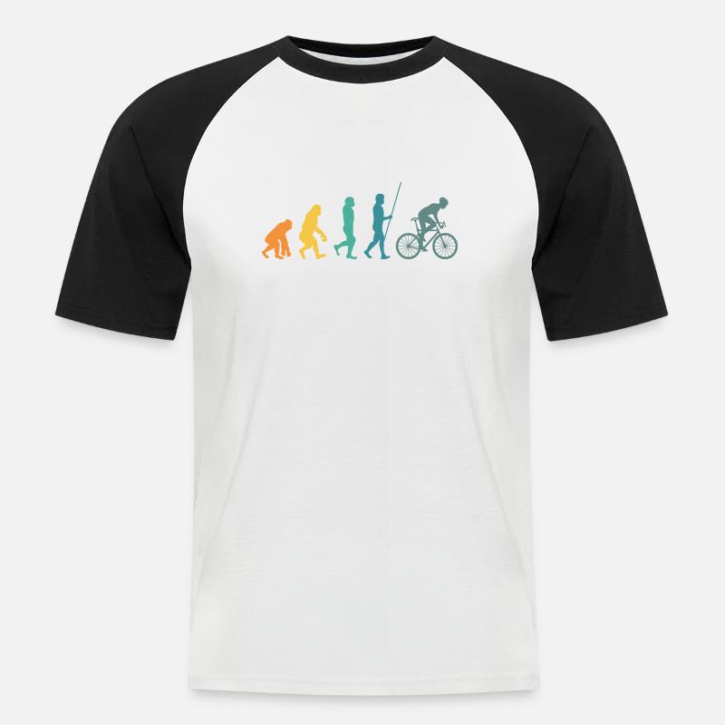Fahrrad Evolution - Männer Baseball-T-Shirt - Weiß/Schwarz