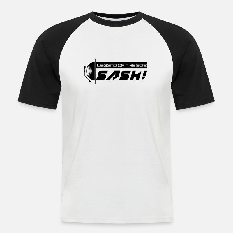 DJ SASH! Legend - Männer Baseball-T-Shirt - Weiß/Schwarz