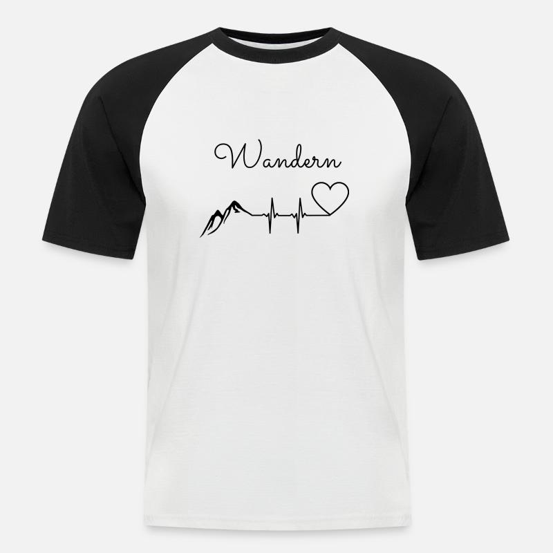 Wanderliebe - Männer Baseball-T-Shirt - Weiß/Schwarz