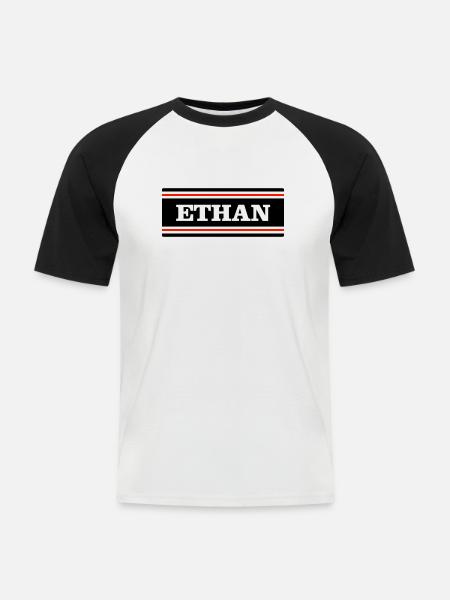 ETHAN - T-shirt baseball manches courtes Homme - blanc/noir