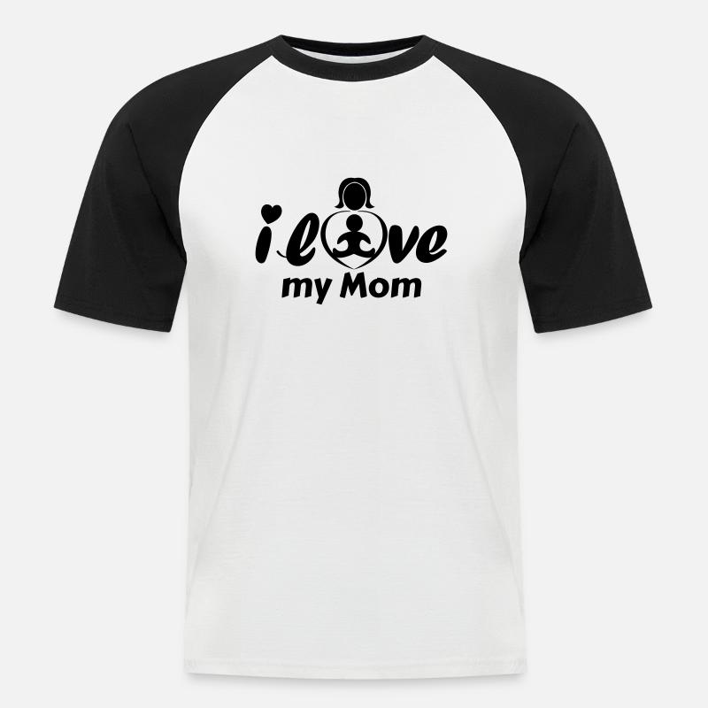 Ich liebe meine Mutter - Männer Baseball-T-Shirt - Weiß/Schwarz