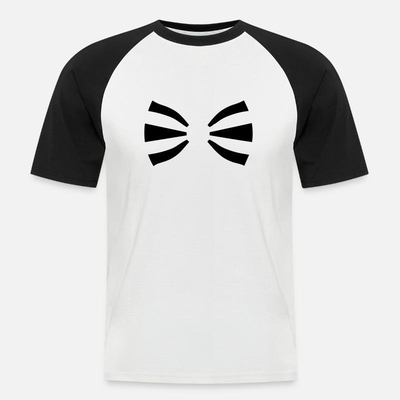 Noeud papillon - T-shirt baseball manches courtes Homme - blanc/noir