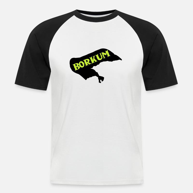 borkum insel - Männer Baseball-T-Shirt - Weiß/Schwarz