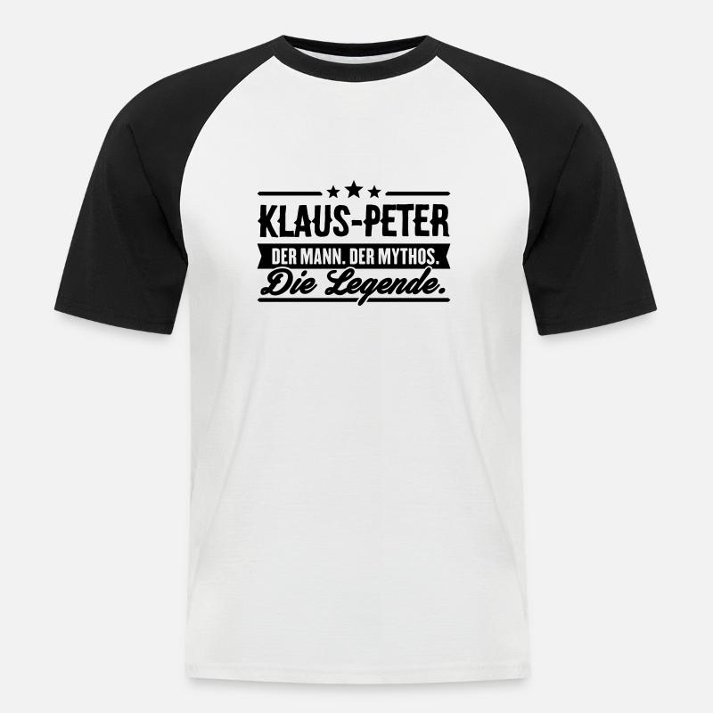 Mann Mythos Legende Klaus-Peter - Männer Baseball-T-Shirt - Weiß/Schwarz