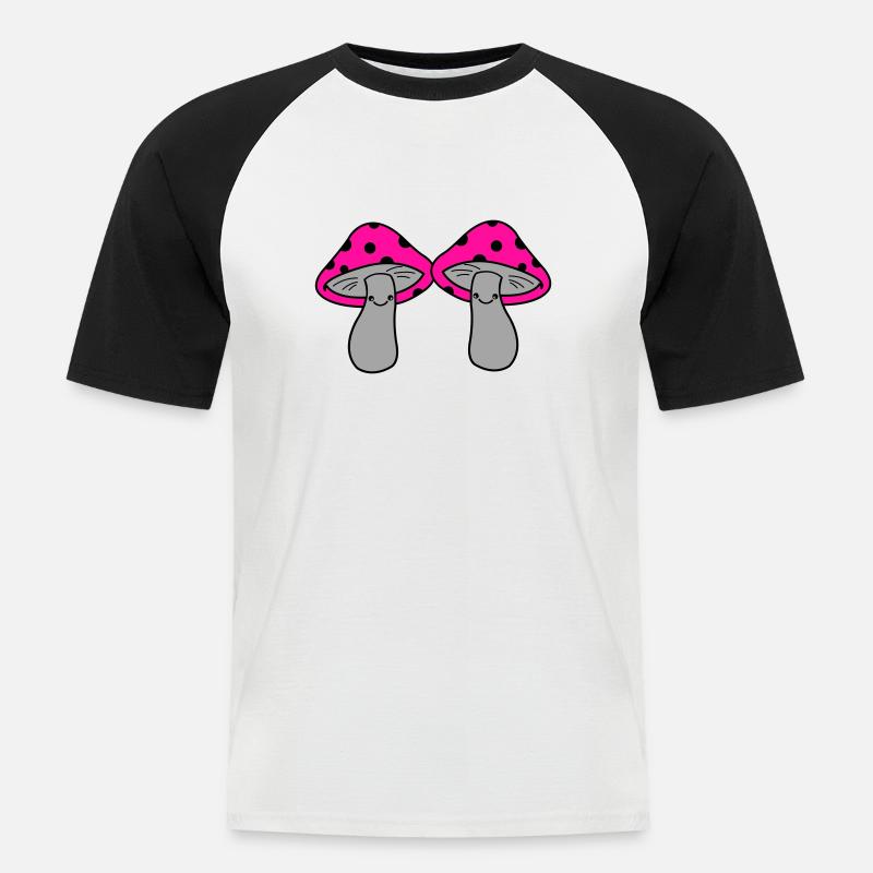 Pilze - Männer Baseball-T-Shirt - Weiß/Schwarz
