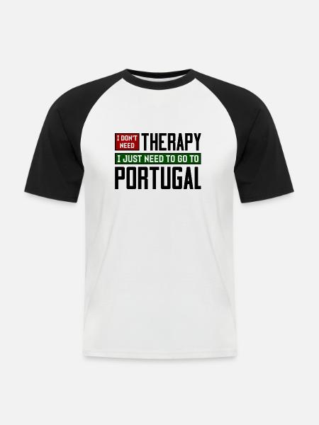 Ich brauche keine Therapie, ich muss nur nach Portugal - Männer Baseball-T-Shirt - Weiß/Schwarz