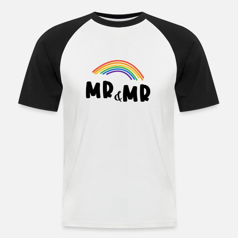 Herr und Herr Homo-Ehe. Geschenk - Männer Baseball-T-Shirt - Weiß/Schwarz