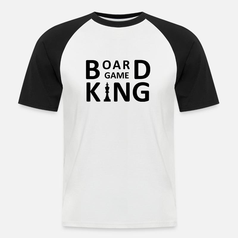 boardgame chess backgammon game night - Männer Baseball-T-Shirt - Weiß/Schwarz