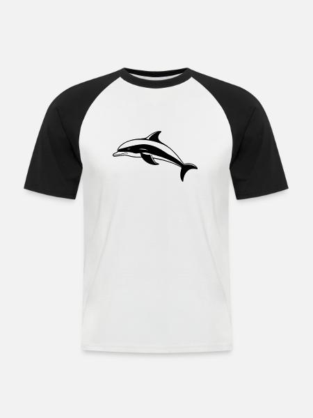 Kleiner Delphin - Männer Baseball-T-Shirt - Weiß/Schwarz