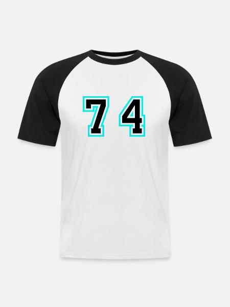 74 Symbole numérique - T-shirt baseball manches courtes Homme - blanc/noir