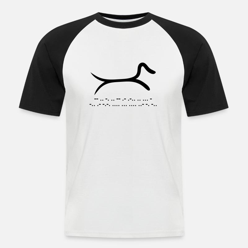 Teckel avec code morse - T-shirt baseball manches courtes Homme - blanc/noir