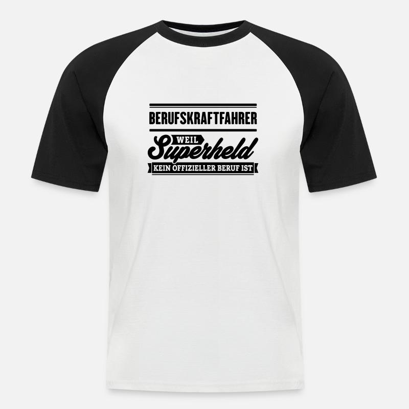 Superheld Berufskraftfahrer - Männer Baseball-T-Shirt - Weiß/Schwarz