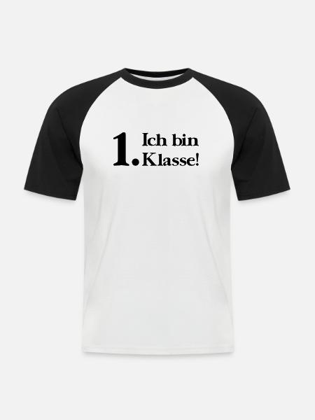 Ich bin 1. Klasse - Männer Baseball-T-Shirt - Weiß/Schwarz