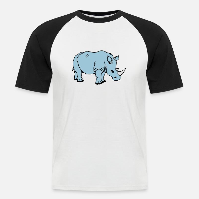 rhinoceros - Men's Baseball T-Shirt - white/black