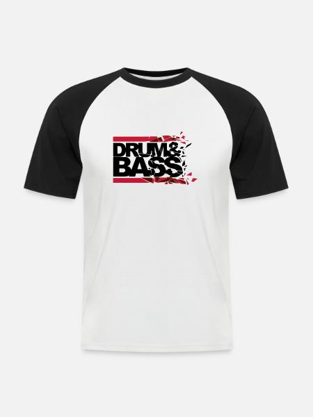 Drum 'n' Bass shattered - Men's Baseball T-Shirt - white/black