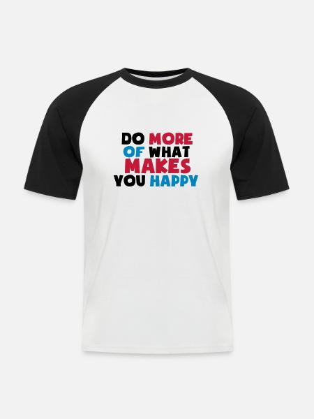 makes_you_happy - Männer Baseball-T-Shirt - Weiß/Schwarz