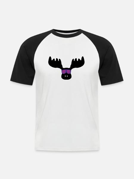 elch_mit_sonnenbrillebrille - T-shirt baseball manches courtes Homme - blanc/noir