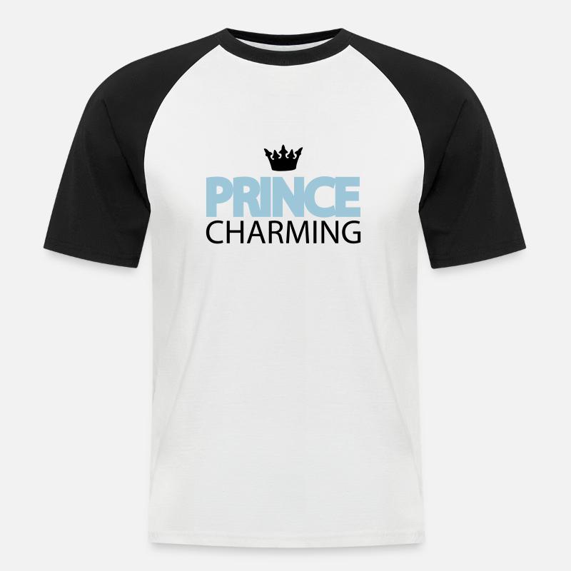 prince_charming prinz charmant krone - Männer Baseball-T-Shirt - Weiß/Schwarz