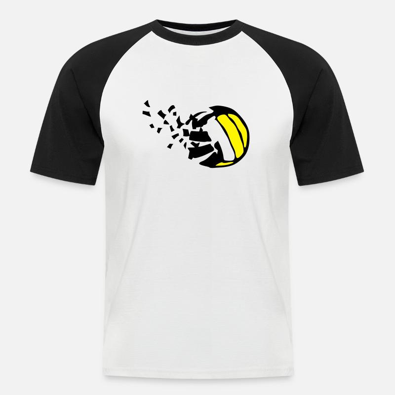 Explosion Volleyball Destructurer destructi - Männer Baseball-T-Shirt - Weiß/Schwarz