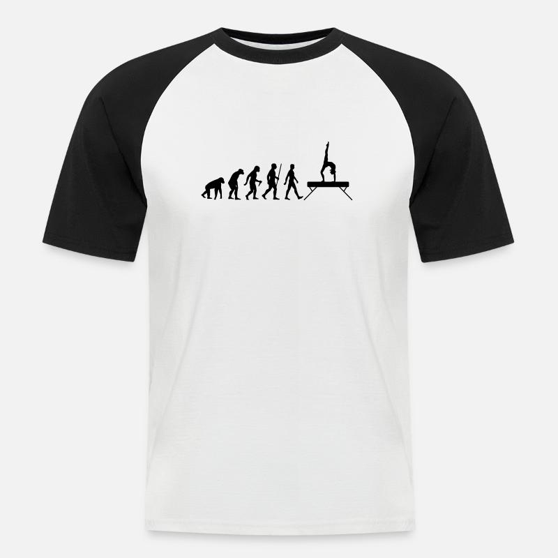 Evolution Schwebebalken - Männer Baseball-T-Shirt - Weiß/Schwarz
