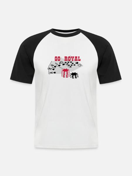 Royal Flush GO ROYAL - Männer Baseball-T-Shirt - Weiß/Schwarz