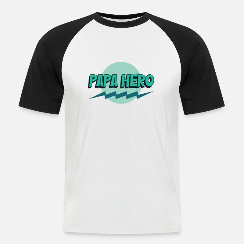 Papà Eroe - Maglia da baseball a manica corta da uomo - bianco/nero