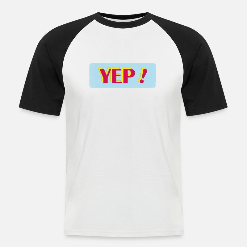 Ja - Männer Baseball-T-Shirt - Weiß/Schwarz