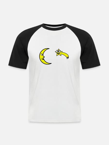 Moon and stars - Men's Baseball T-Shirt - white/black