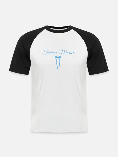 Bride-to-be Blue Bow - Men's Baseball T-Shirt - white/black