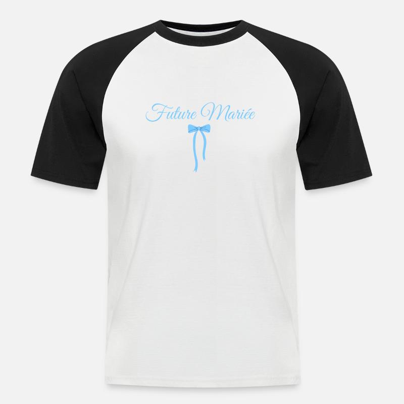 Future mariée noeud bleu - T-shirt baseball manches courtes Homme - blanc/noir