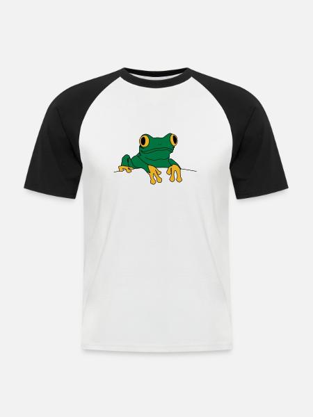 frosch - Männer Baseball-T-Shirt - Weiß/Schwarz