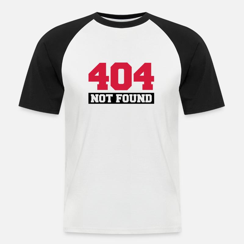 404_not_found_t2 - Männer Baseball-T-Shirt - Weiß/Schwarz