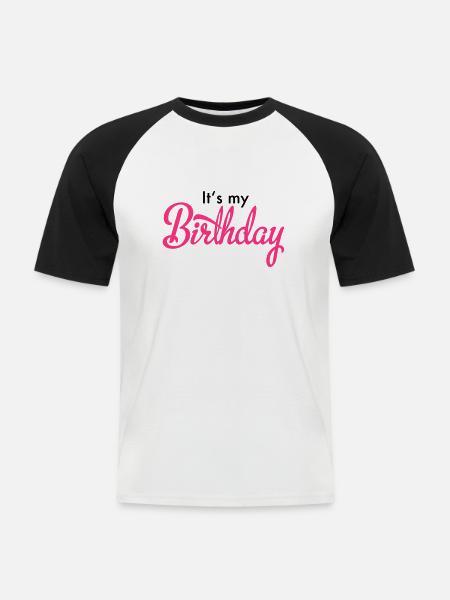anniversaire - T-shirt baseball manches courtes Homme - blanc/noir