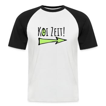 koi time - no time Swabian - Men's Baseball T-Shirt - white/black - Front - Nik (191cm)