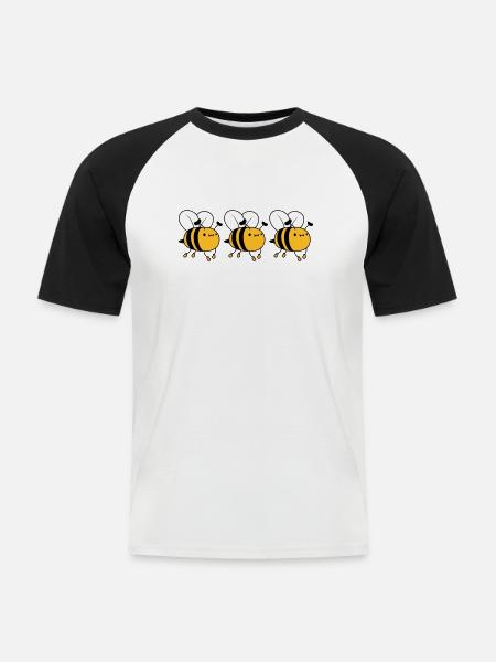 3 busy bees - Men's Baseball T-Shirt - white/black