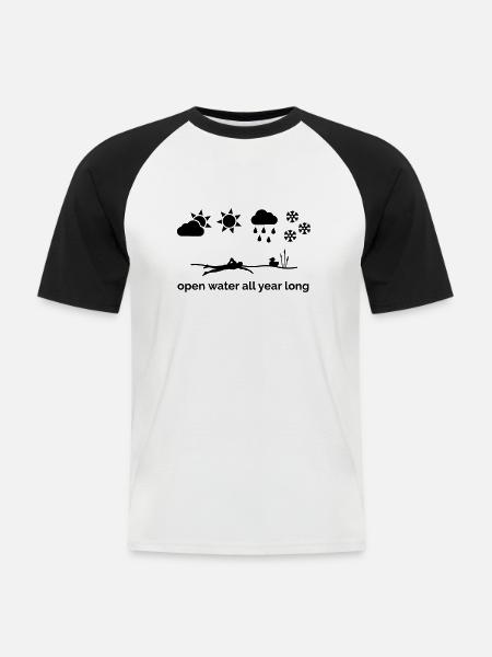 Open water all year long - Men's Baseball T-Shirt - white/black