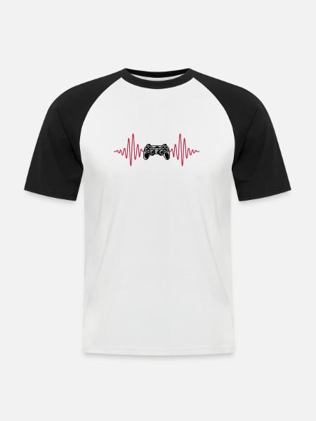 Puls Console Retro Controller - Men's Baseball T-Shirt - white/black