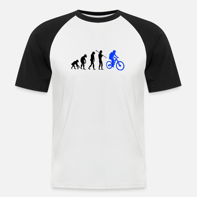 Biker Evolution - Männer Baseball-T-Shirt - Weiß/Schwarz