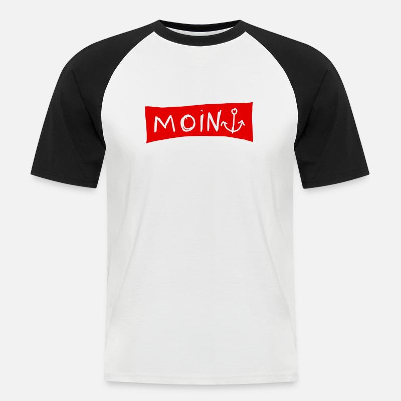 Moin - Männer Baseball-T-Shirt - Weiß/Schwarz