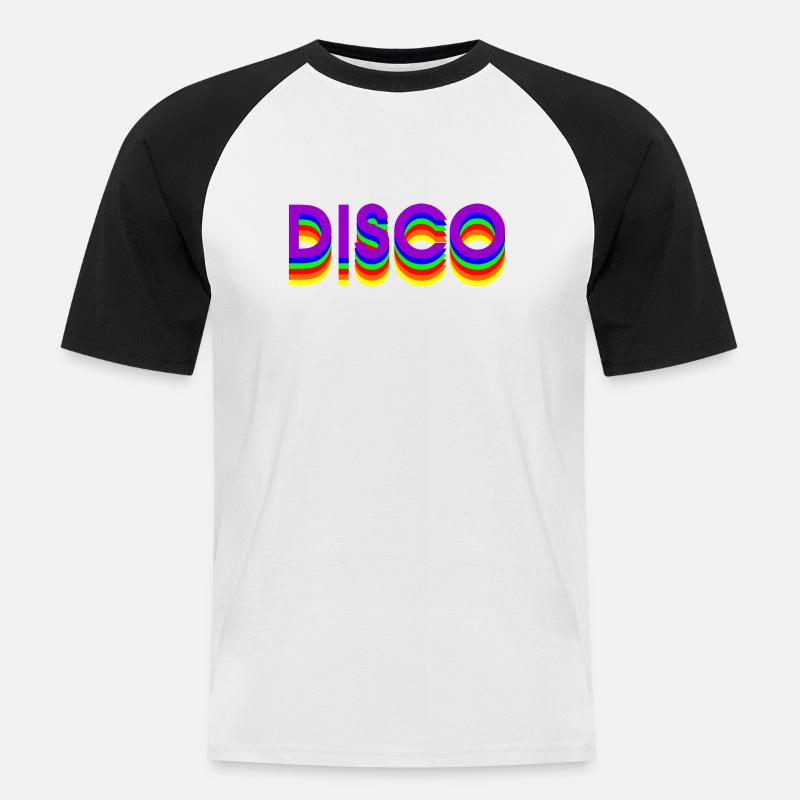 80er DISCO DANCE - Männer Baseball-T-Shirt - Weiß/Schwarz
