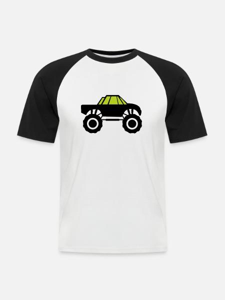 monster truck - Männer Baseball-T-Shirt - Weiß/Schwarz
